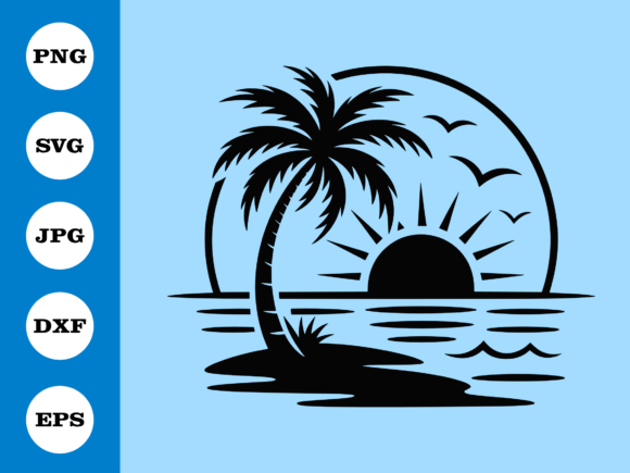 Download Tropical Sunset Beach SVG Design - Beach Collection
