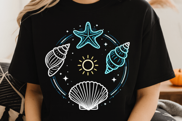 Download Beach Shell Neon Ocean Design PNG - Beach Collection