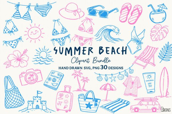 Download Summer Beach SVG PNG Hand Drawn Bundle - Beach Collection