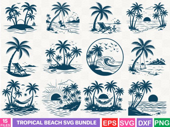 Download Tropical Beach SVG Bundle - Beach Collection